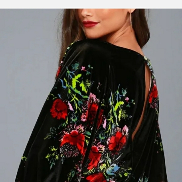 Free people floral velvet bodysuit size xs - Picture 2 of 6